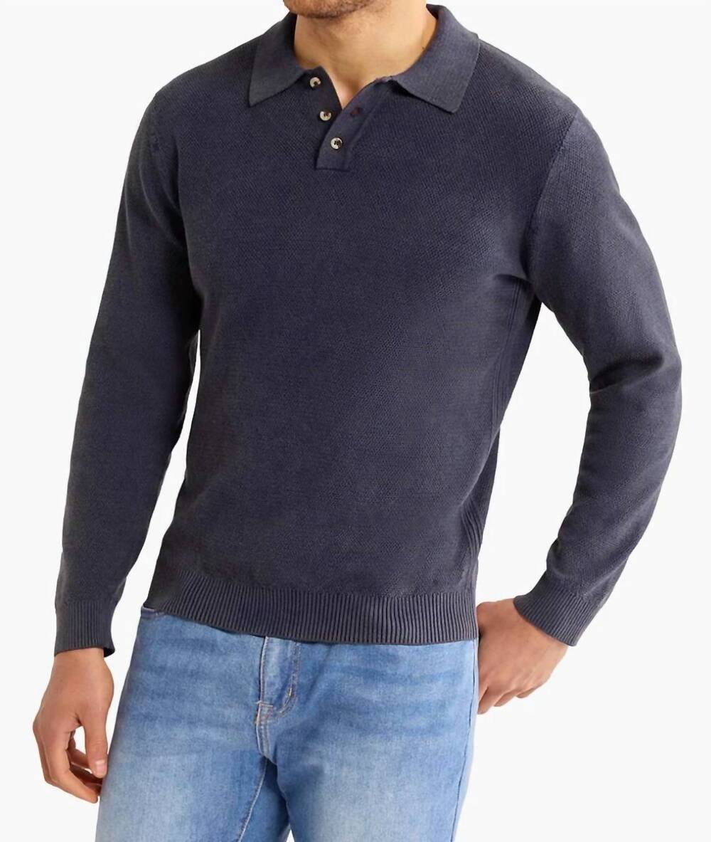 NEW FAIR HARBOR mariner long sleeve polo in navy